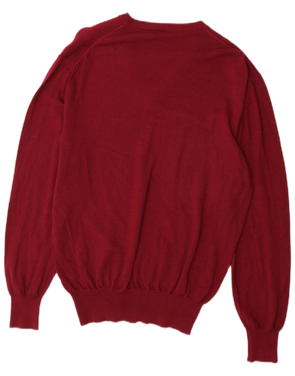 Vintage ženski džemper s V-izrezom UK 16 Large Burgundy vuneni