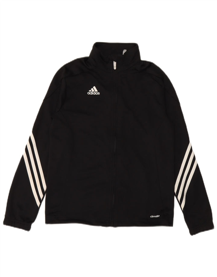 Gornja jakna trenirke ADIDAS Climalite za dječake 11-12 godina, crni poliester