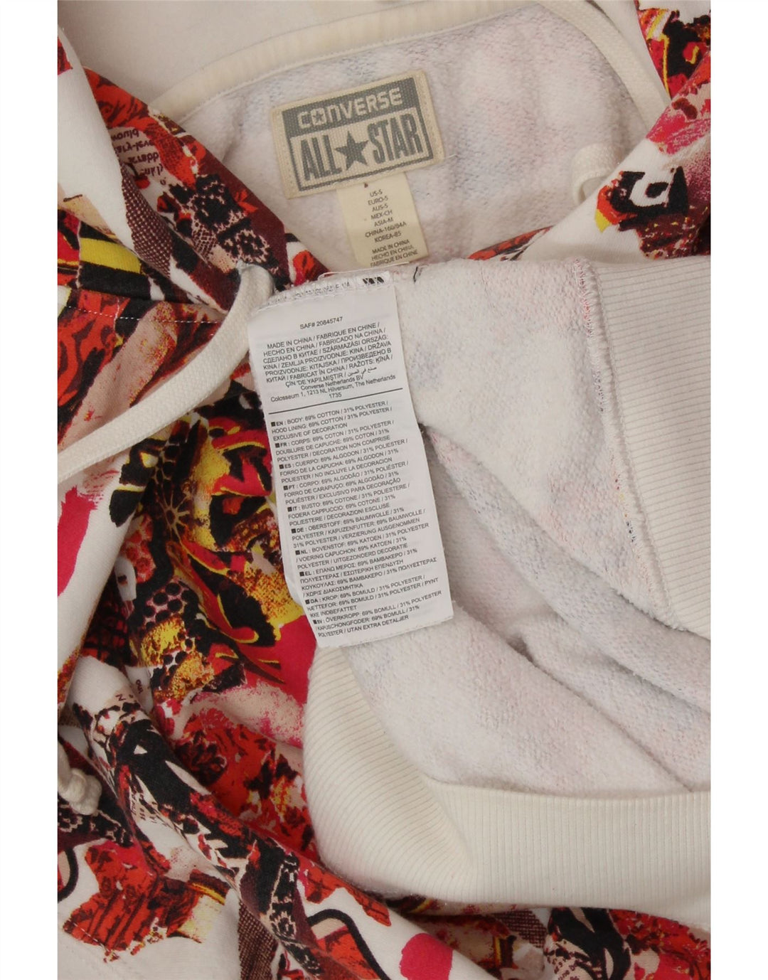 CONVERSE Ženska majica s kapuljačom s apstraktnim uzorkom UK 10 malih višebojnih