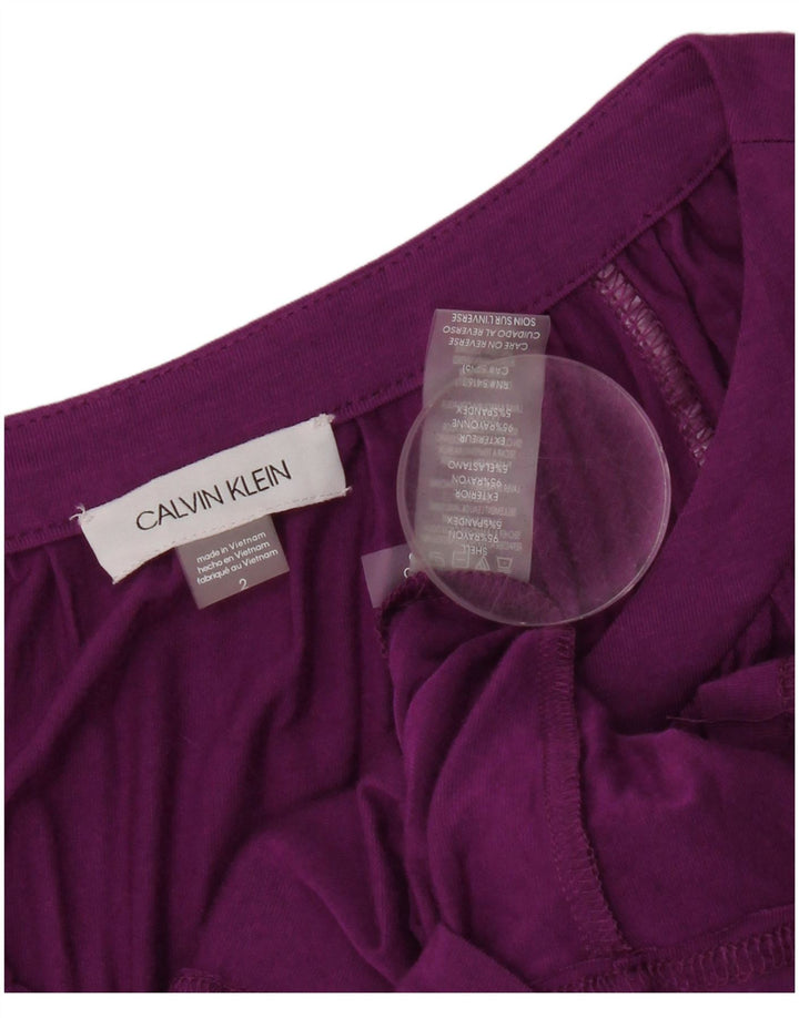 CALVIN KLEIN Womens 1/2 Sleeve Basic Dress US 2 XS Purple Rayon