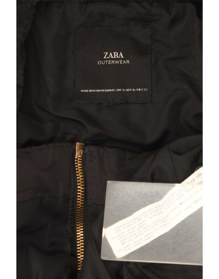 Zara ženska podstavljena jakna s kapuljačom UK 18 XL crni poliester
