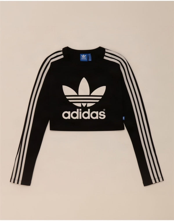 Adidas kratki ženski gornji dio s dugim rukavima UK 8, crni pamuk