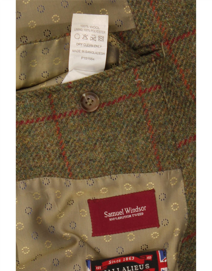 Samuel Windsor muška jakna sako s 2 gumba UK 46 3XL kaki karirana vuna