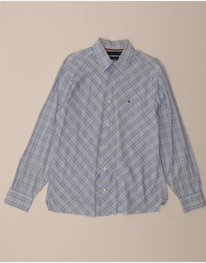 TOMMY HILFIGER Mens Shirt Medium Blue Check Cotton Vintage Tommy Hilfiger and Second-Hand Tommy Hilfiger from Messina Hembry 