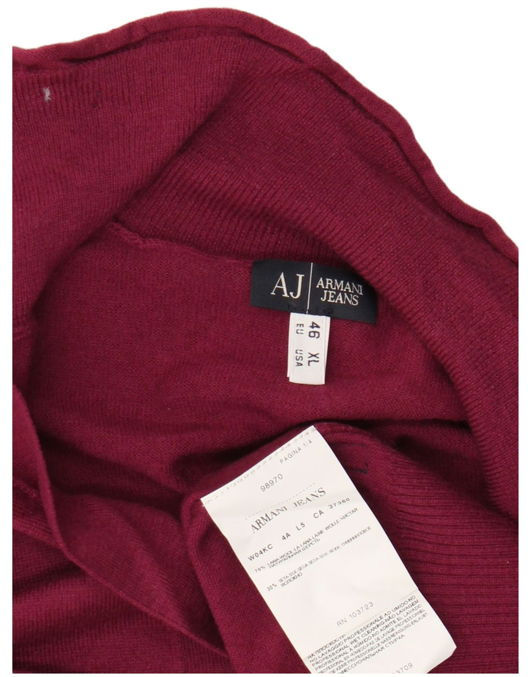 Armani Jeans ženski džemper s polo izrezom EU 46 XL, kestenjasta vuna