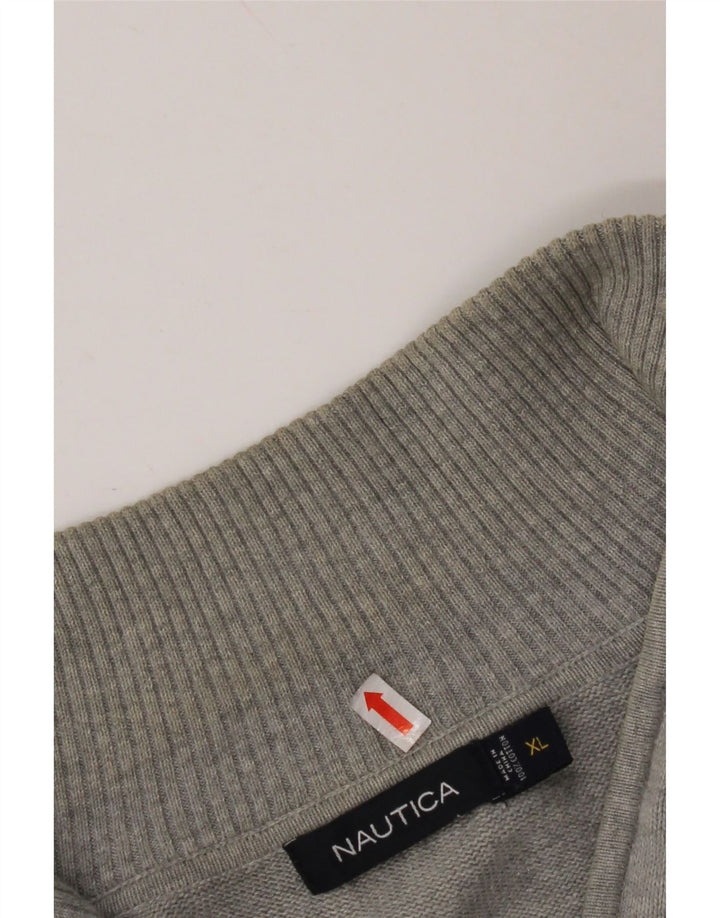NAUTICA Muški džemper s izrezom s patentnim zatvaračem XL Sivi Argyle/Diamond Pamuk