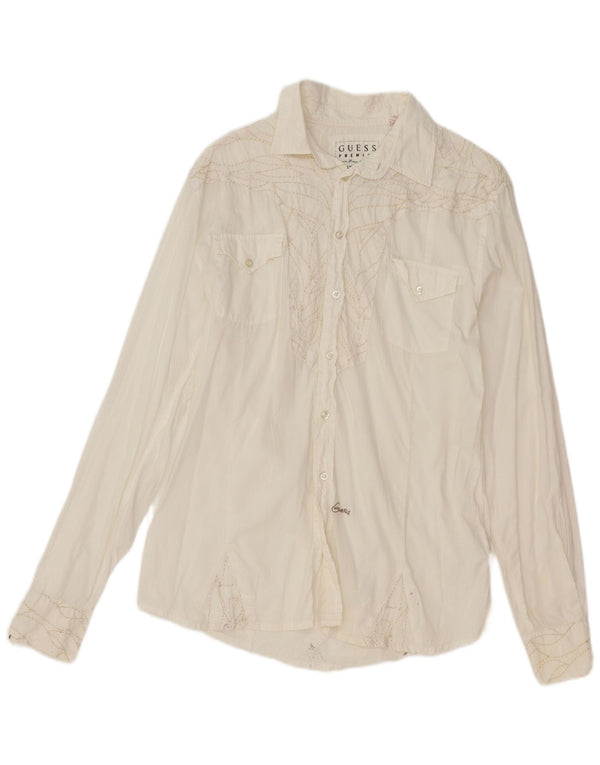 Guess Mens Shirt Medium White Cotton