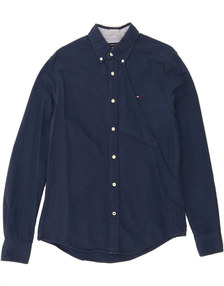 TOMMY HILFIGER Mens Custom Fit Shirt Small Navy Blue Cotton Vintage Tommy Hilfiger and Second-Hand Tommy Hilfiger from Messina Hembry 