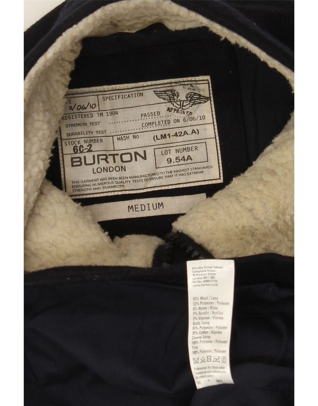 Burton Mens Duffle Jacket UK 38 Srednje tamnoplava vuna