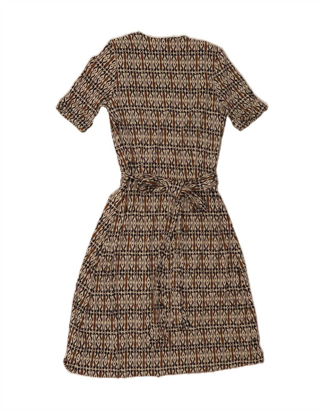 MASSIMO DUTTI Womens Abstract Pattern Wrap Dress UK 10 Small Beige Viscose Vintage Massimo Dutti and Second-Hand Massimo Dutti from Messina Hembry 