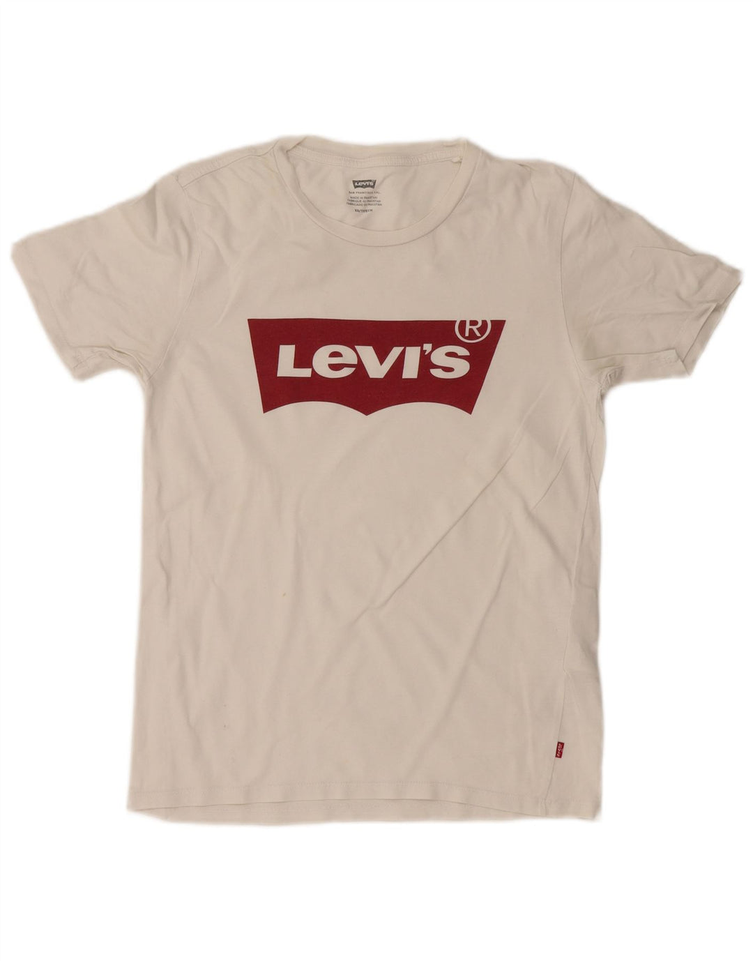 LEVI'S majica kratkih rukava s grafičkim motivima, UK 6 XS, bijeli pamuk