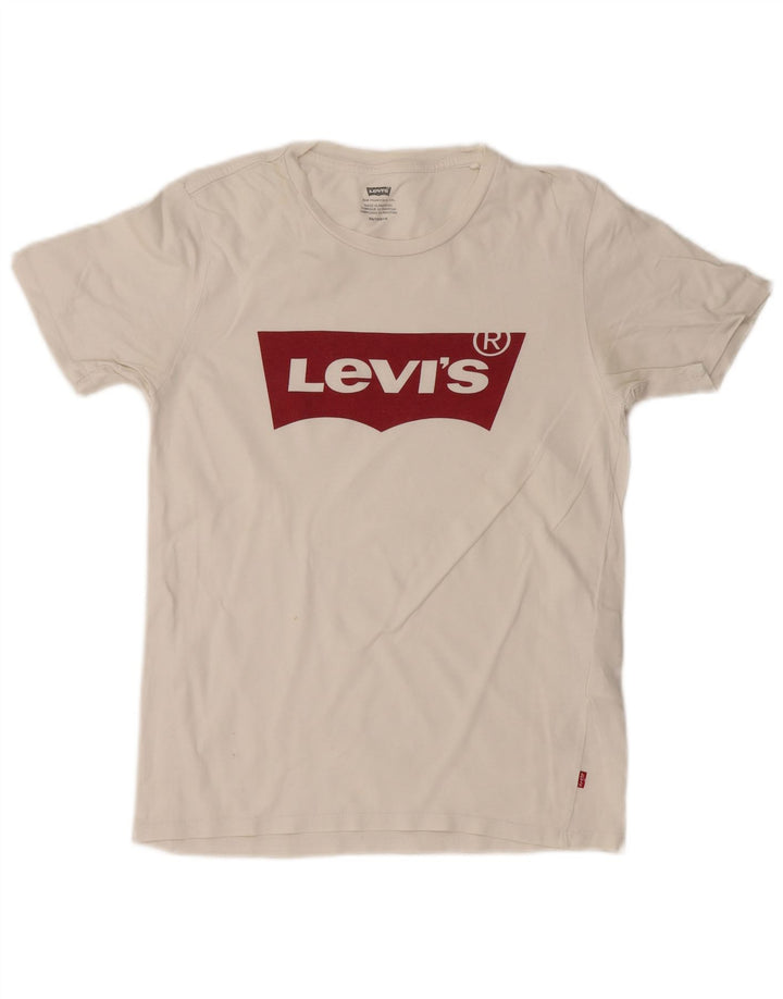LEVI'S majica kratkih rukava s grafičkim motivima, UK 6 XS, bijeli pamuk