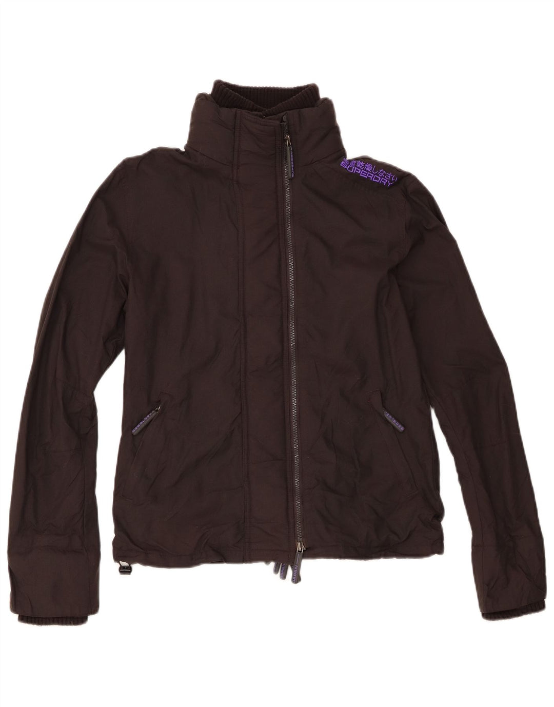 Superdry ženska kišna jakna UK 14 Veliki crni najlon