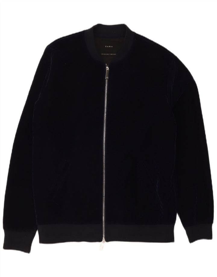 Zara muška bomber jakna od velura UK 40 veliki tamnoplavi poliester