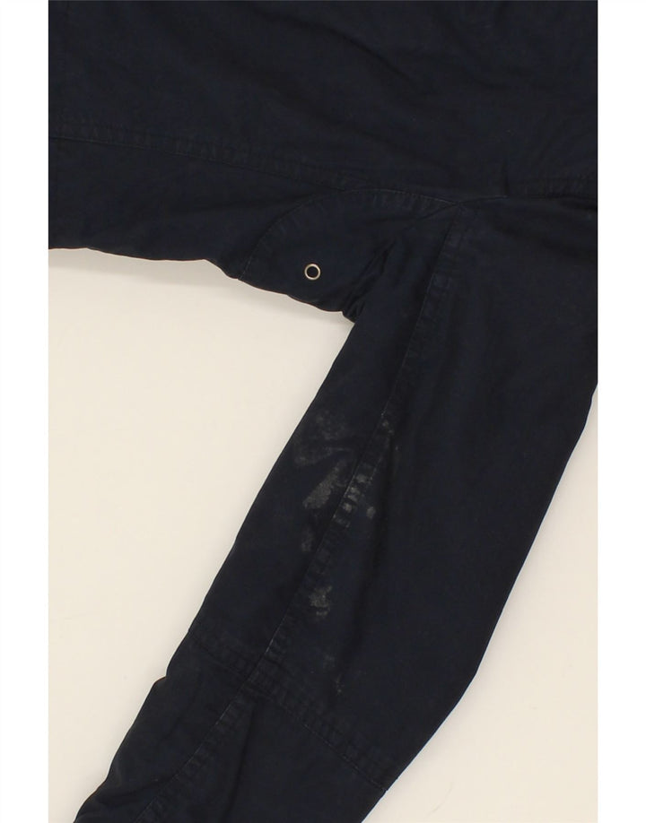 BENETTON Womens Hooded Parka Jacket UK 12 Medium Navy Blue Cotton Vintage Benetton and Second-Hand Benetton from Messina Hembry 