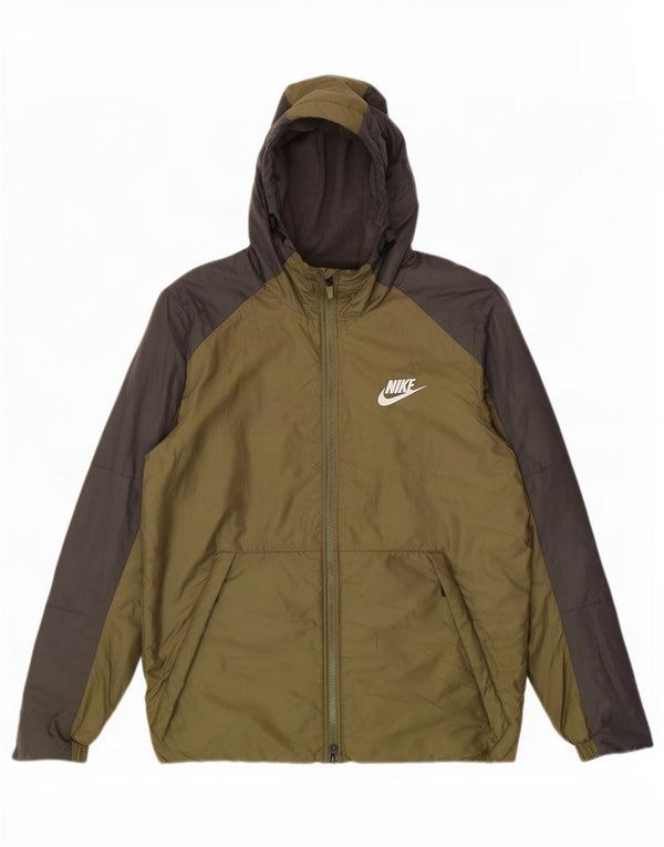 Nike muška vjetrovka s kapuljačom UK 40 Large kaki poliester u boji