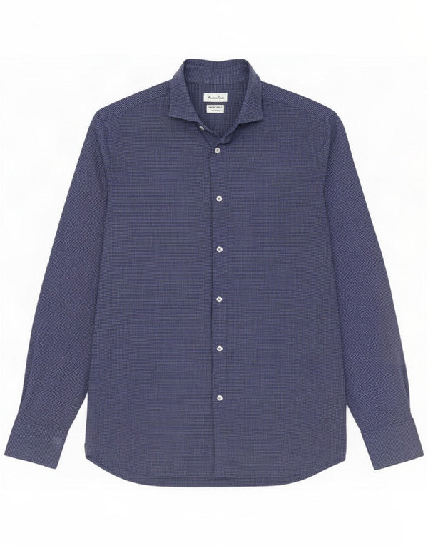 Massimo Dutti muška flanelska košulja standardnog kroja Small Blue Houndstooth Cotton