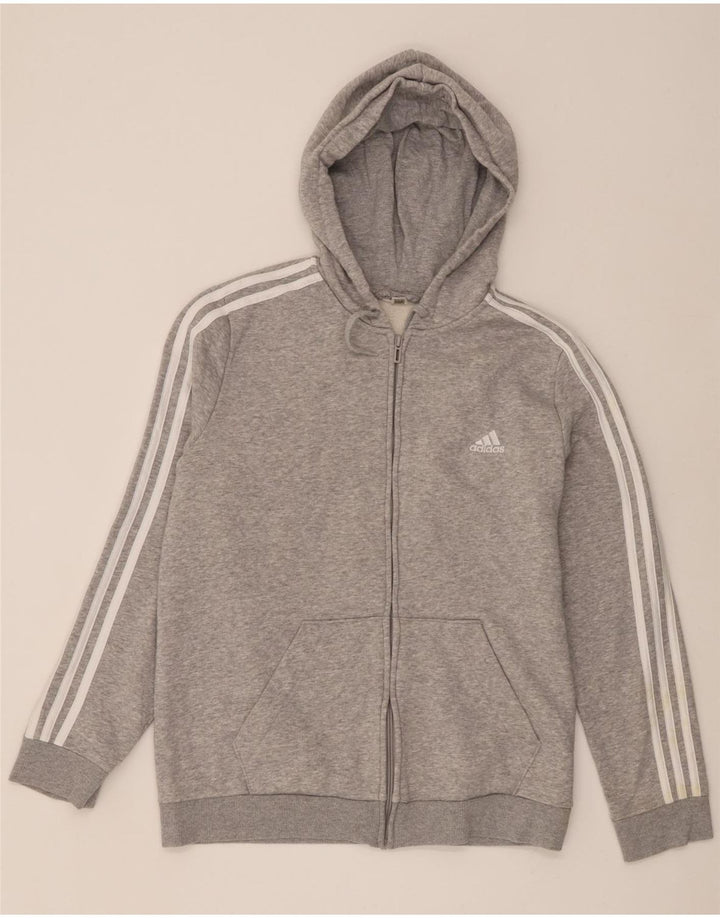 Adidas muški pulover s kapuljačom na patentni zatvarač srednje sivi s pjegama