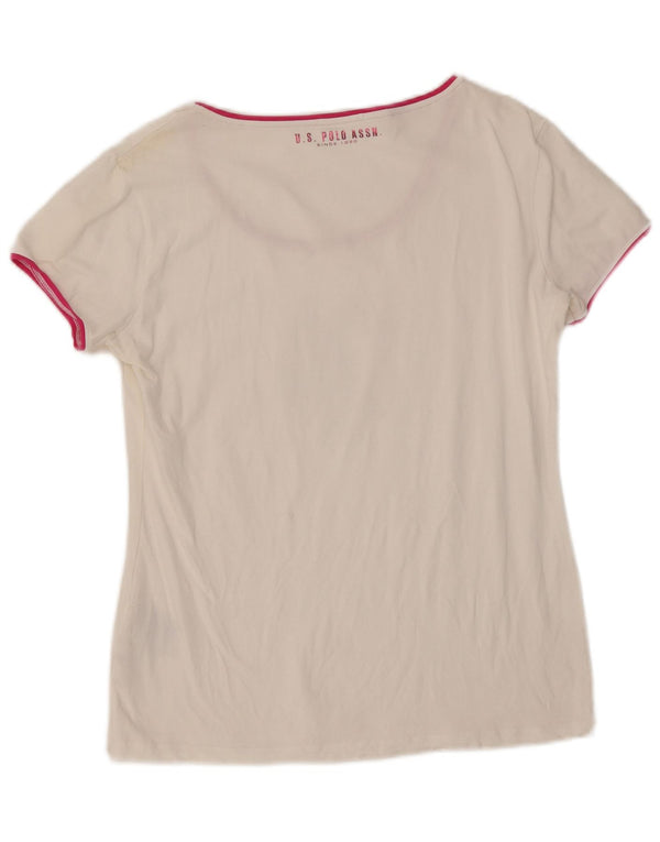 U.S. Polo Assn. Womens Graphic T-Shirt Top UK 18 XL White Cotton