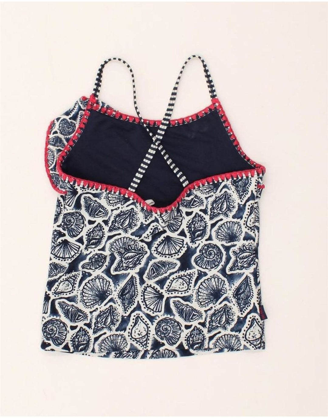 FAT FACE Girls Abstract Pattern Cami Top 8-9 Years Navy Blue Polyamide | Vintage Fat Face | Thrift | Second-Hand Fat Face | Used Clothing | Messina Hembry 