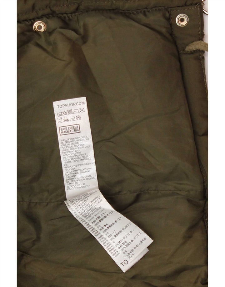 Topshop ženska podstavljena jakna s kapuljačom UK 8 Small Green Polyester