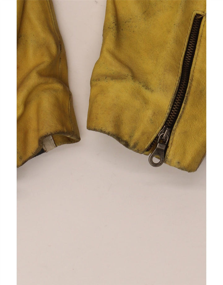 VINTAGE muška kožna trkaća jakna IT 48 Srednje crna koža u boji