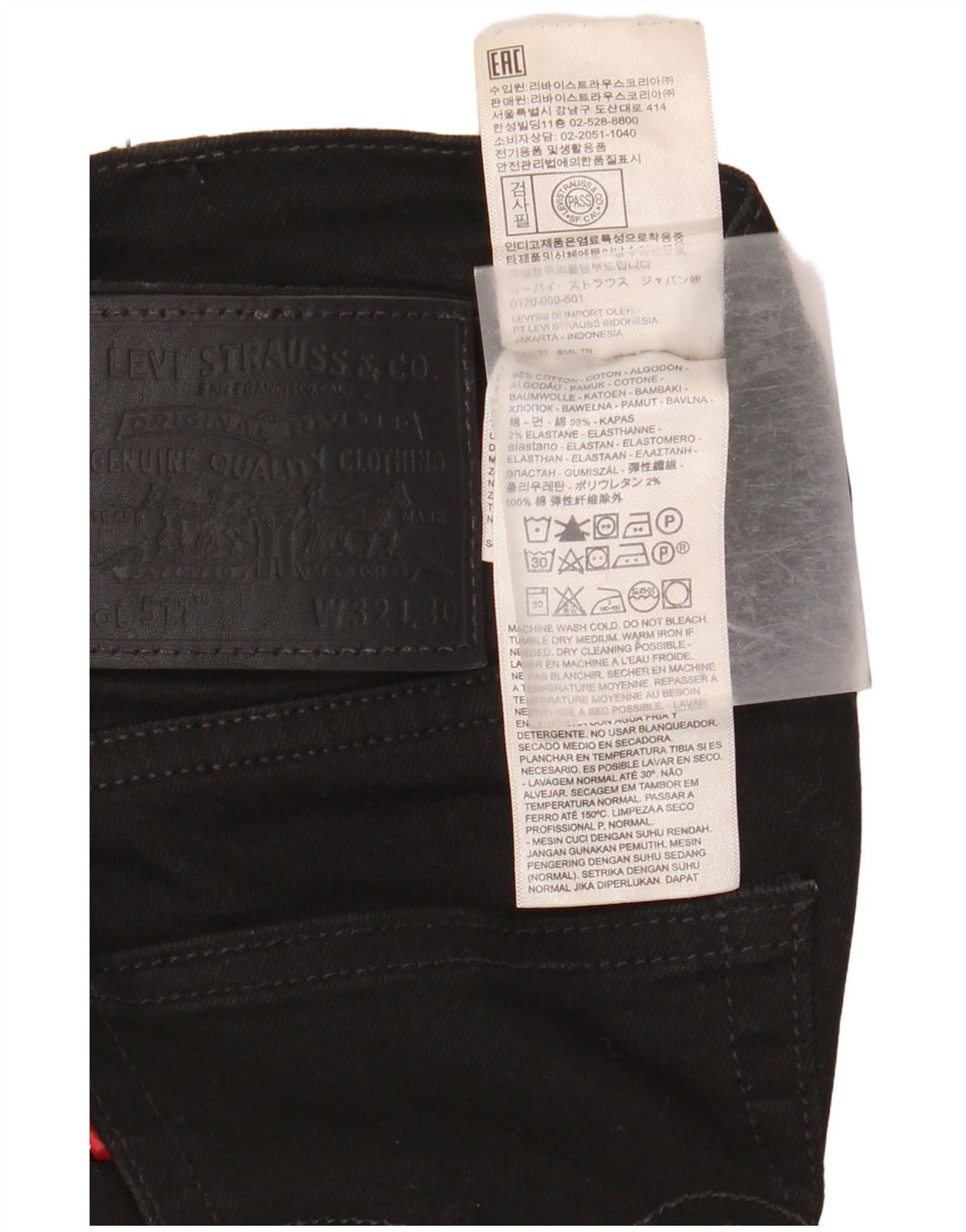 LEVI'S muške 511 uske traperice W32 L30 crni pamuk