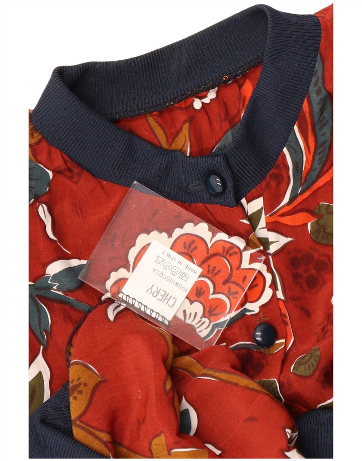 VINTAGE ženska košulja bluza UK 18 XL crvena cvjetna viskoza