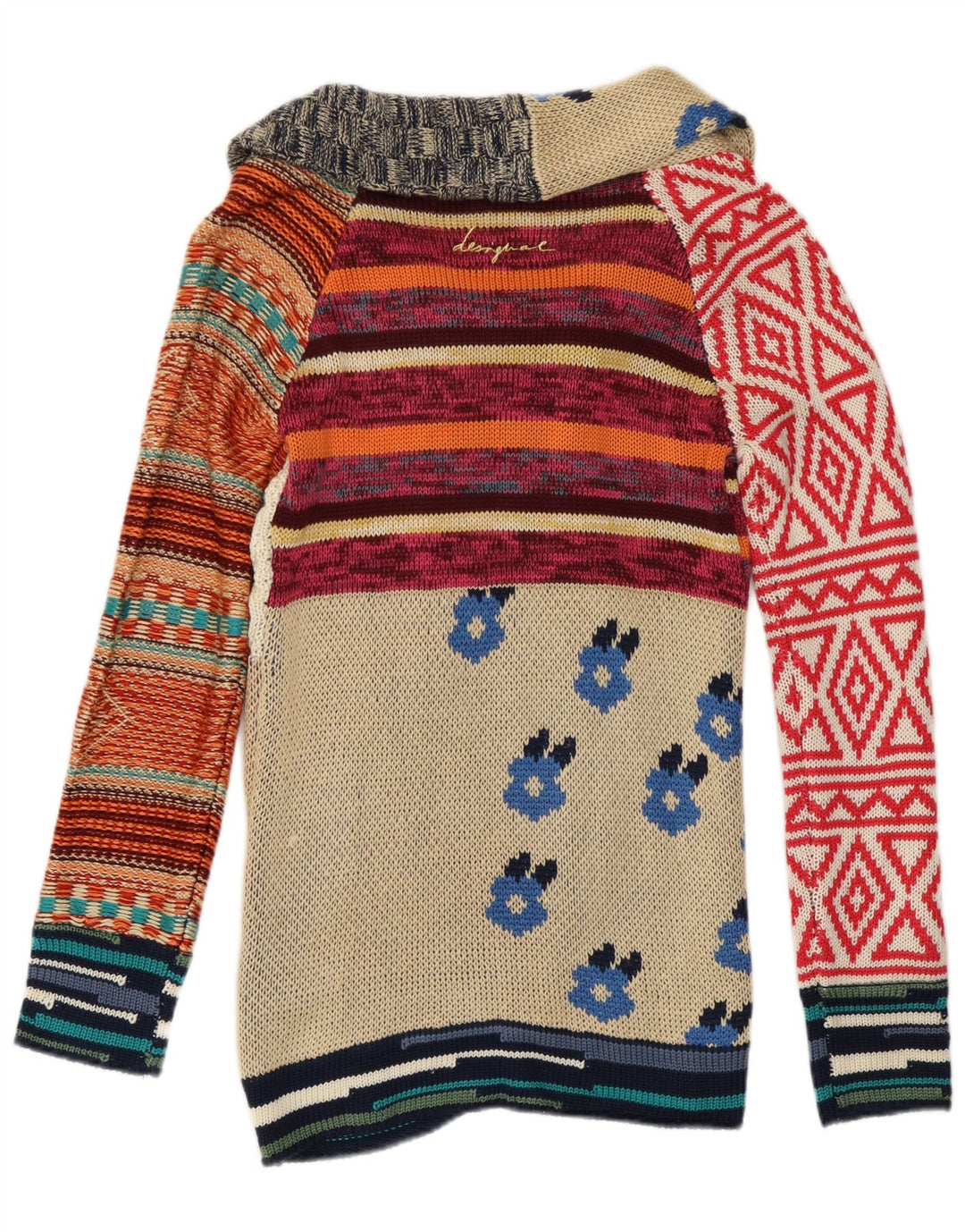 Desigual ženski kardigan džemper UK 14 Veliki raznobojni patchwork