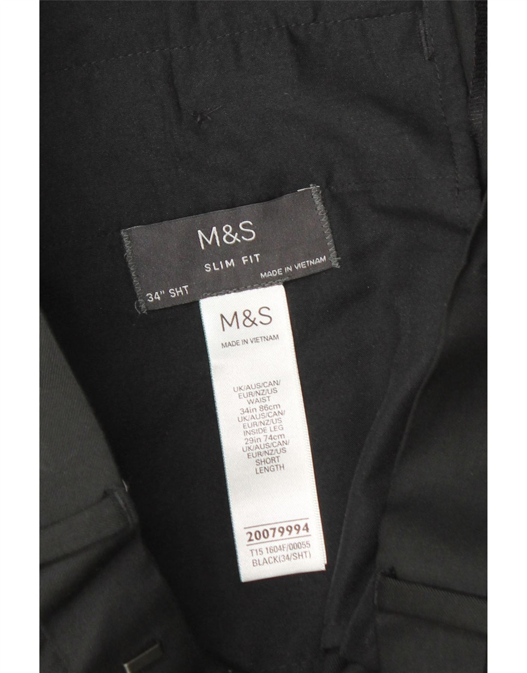 Marks & Spencer muške uske hlače W34 L29 crni poliester