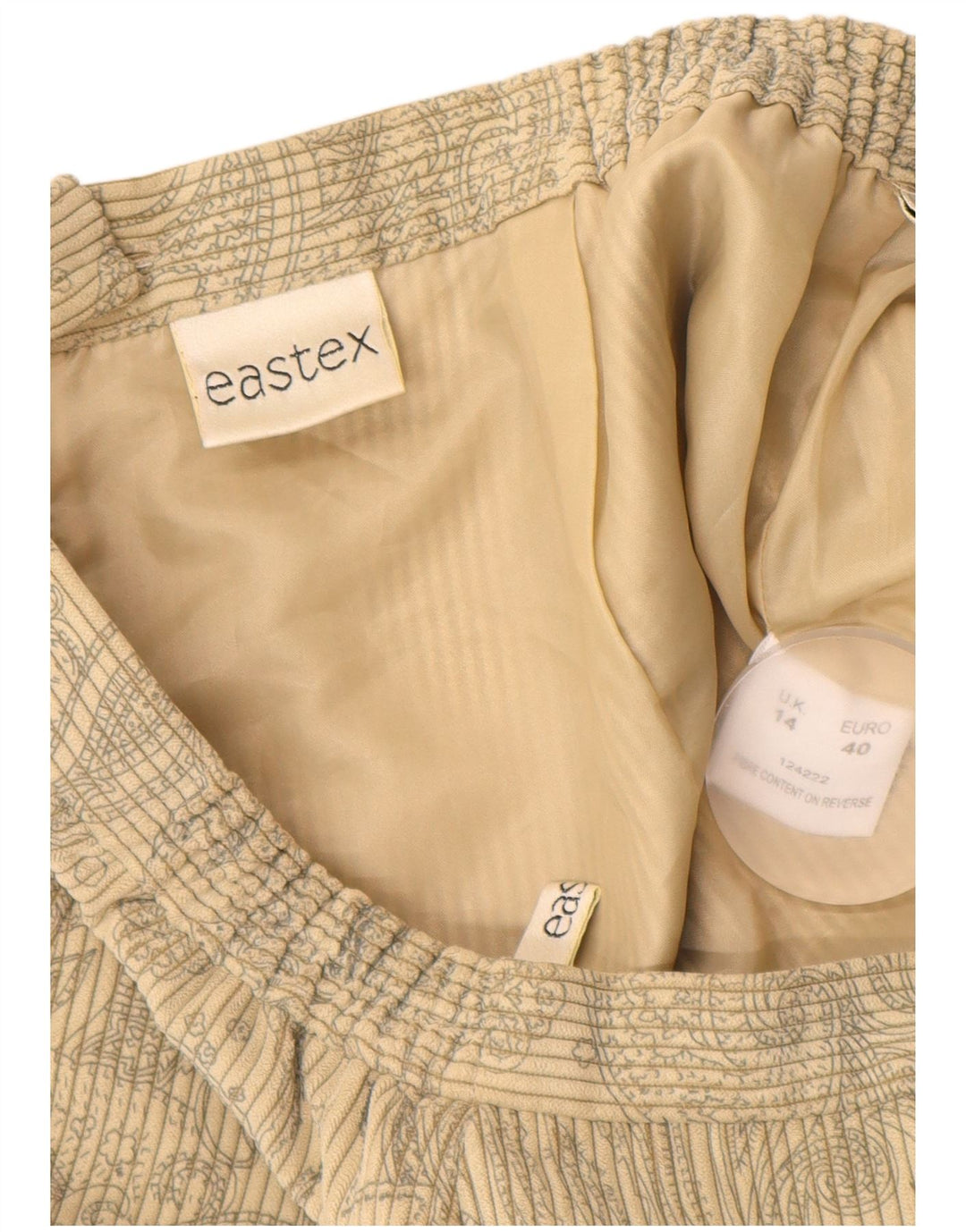 EASTEX ženska ravna suknja od samta UK 14 Srednje bež cvjetni poliester