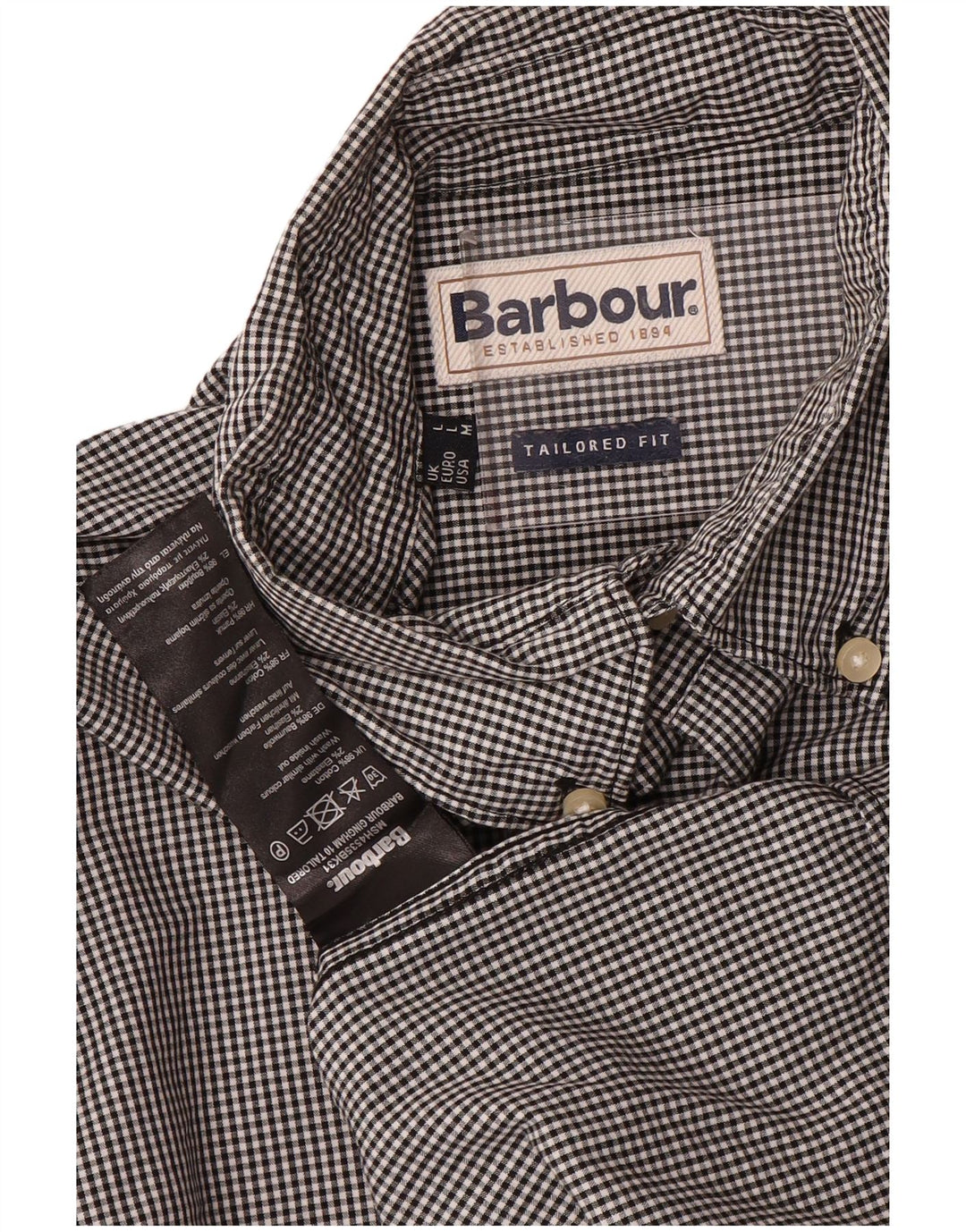 Barbour muška krojena košulja velikog crnog gingham pamuka
