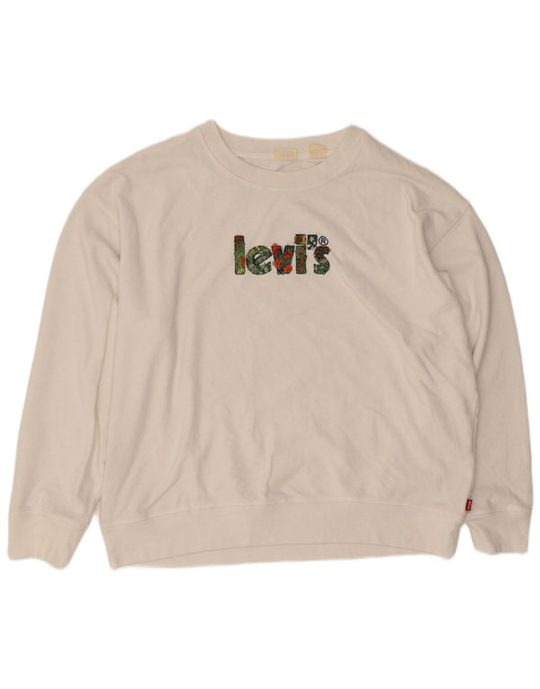 Levi's ženski džemper s grafičkim motivima UK 18 XL bijeli pamuk