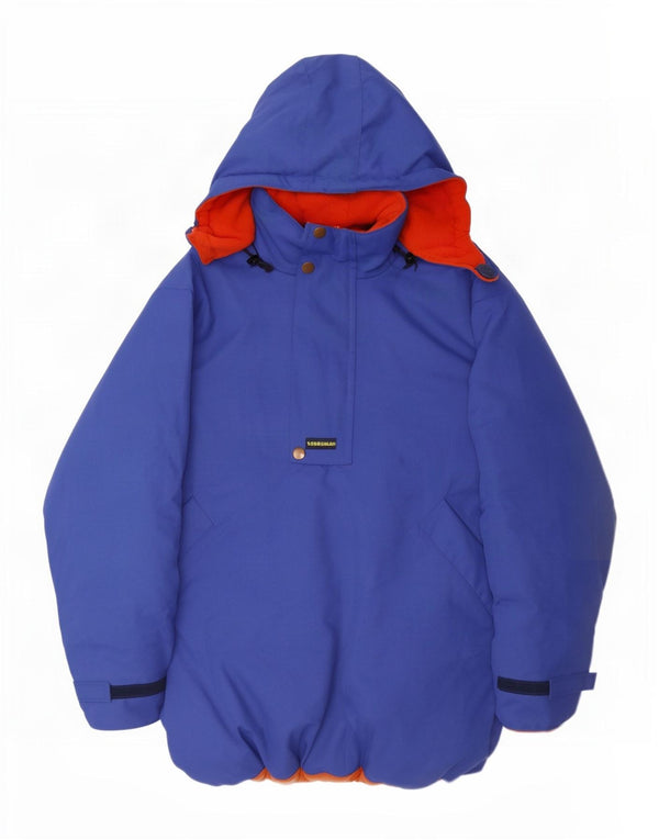 Vintage Mens Crop Hooded Anorak Ski Jacket One Size Blue