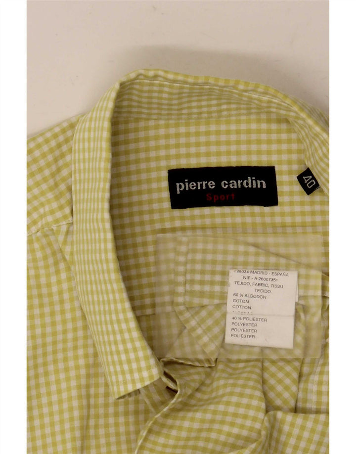 Pierre Cardin muška košulja kratkih rukava, veličina 40, srednje žuti pamuk od ginghama