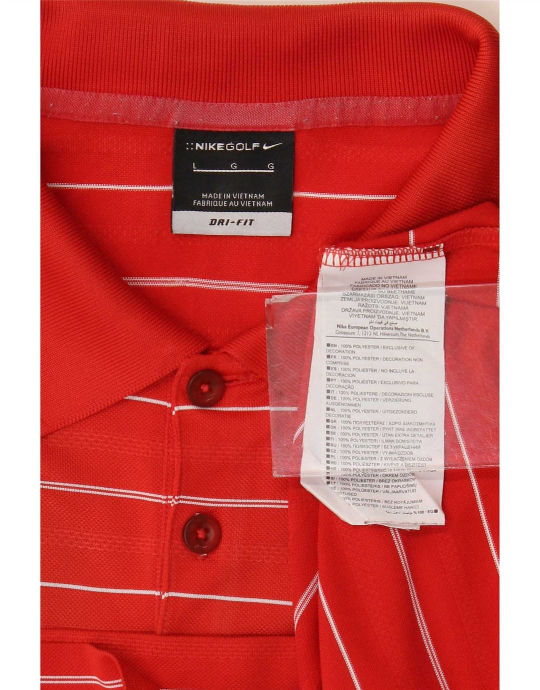 Nike muška Dri Fit polo majica s velikim crvenim prugama od poliestera