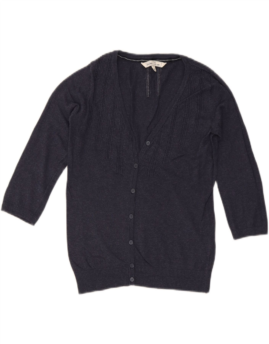 FAT FACE Ženski džemper s 3/4 rukavima UK 8 Mali tamnoplavi pamuk