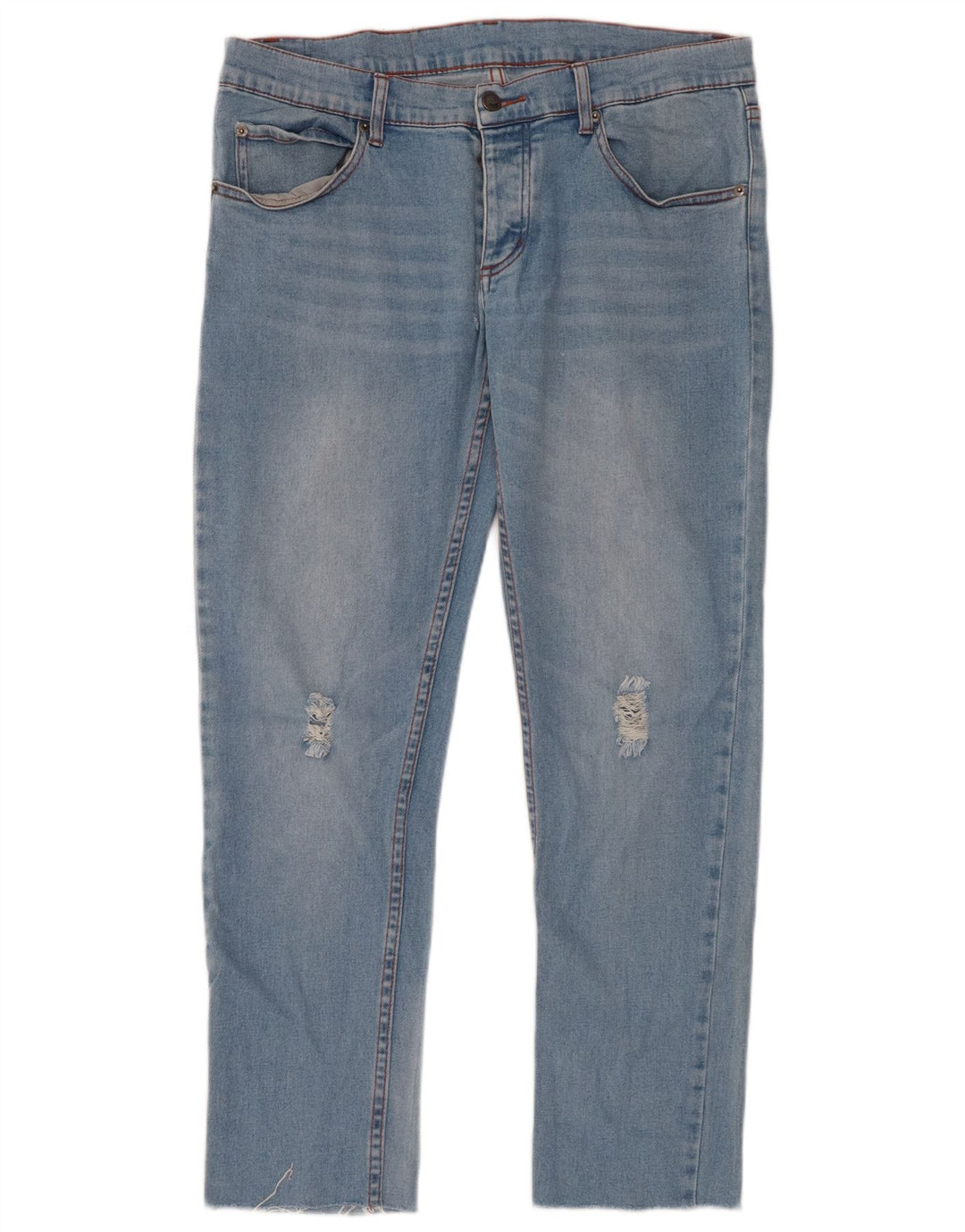 JEFTINI PONEDJELJAK Muške uske traperice s oštećenjem W32 L28, plavi pamuk