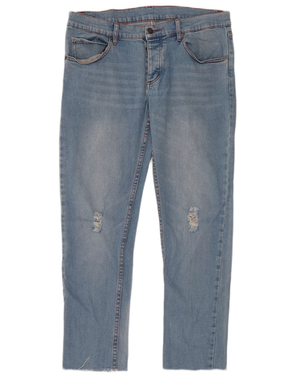 JEFTINI PONEDJELJAK Muške uske traperice s oštećenjem W32 L28, plavi pamuk