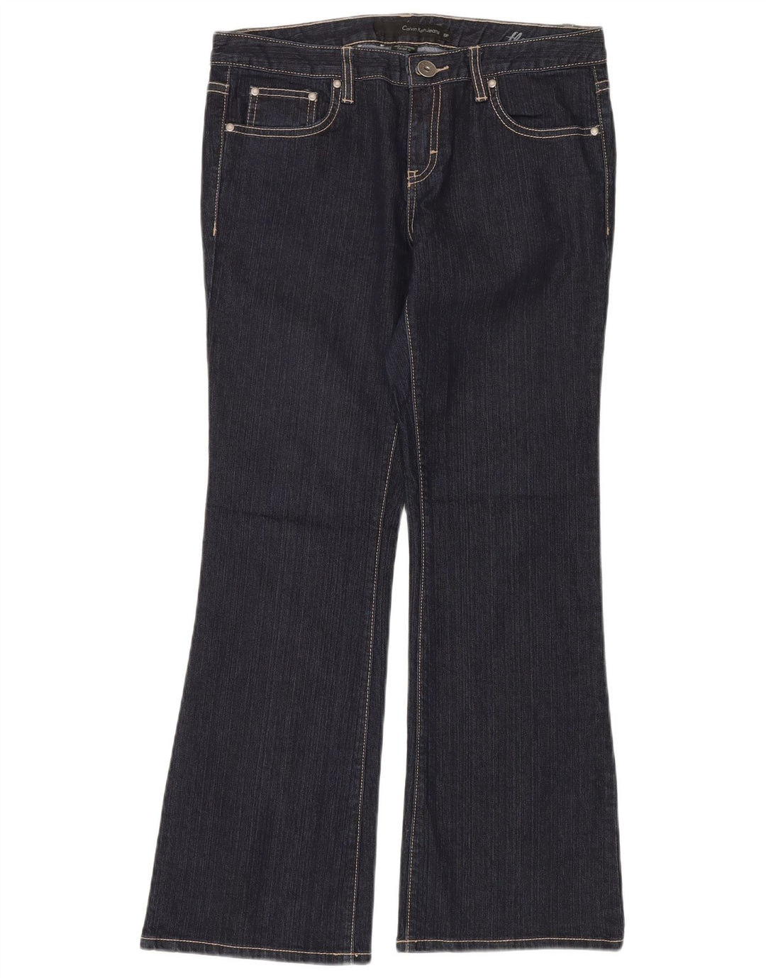 CALVIN KLEIN Ženske lepršave traperice US 10 srednje W32 L30 tamnoplavi pamuk