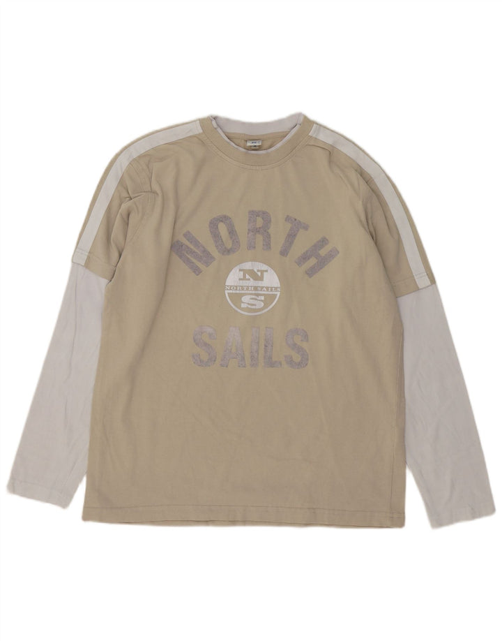North Sails Muška majica dugih rukava s grafikama Srednje bež boje, pamuk