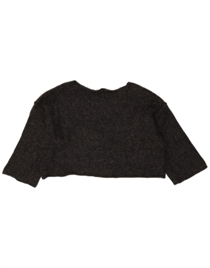 ZARA Womens Oversized Knit Crop Top UK 10 Small Black Polyamide