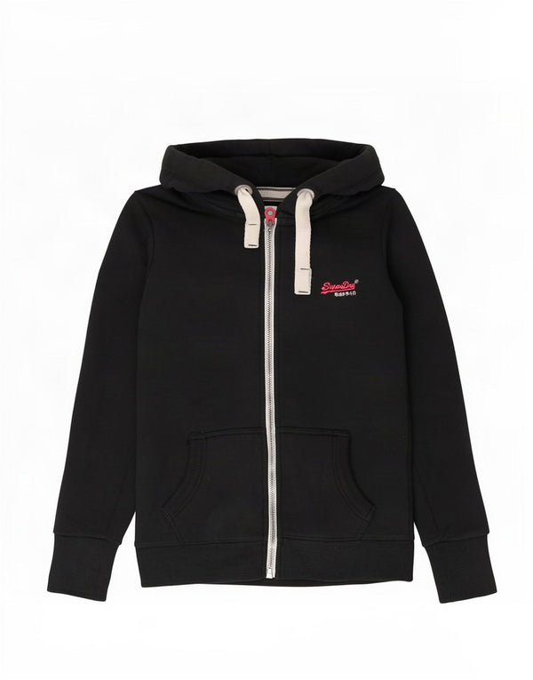 Superdry ženski pulover s kapuljačom s patentnim zatvaračem UK 10 Mali crni pamuk