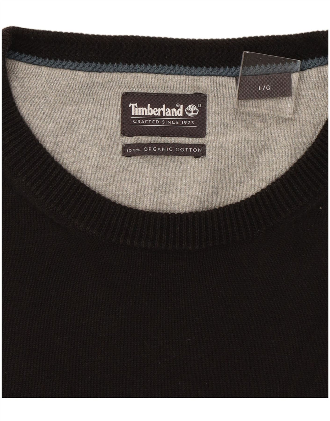 TIMBERLAND Mens Crew Neck Jumper Sweater Large Black Cotton