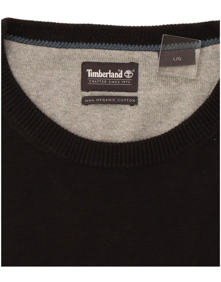 TIMBERLAND Mens Crew Neck Jumper Sweater Large Black Cotton