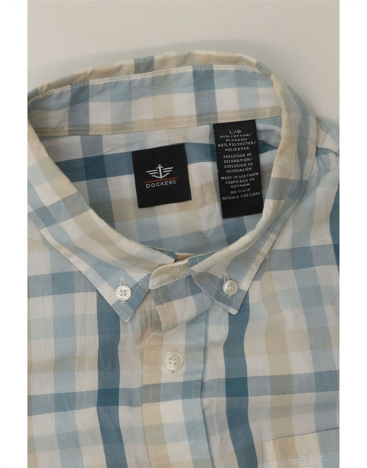 DOCKERS Mens Shirt Large Blue Check Cotton Vintage Dockers and Second-Hand Dockers from Messina Hembry 