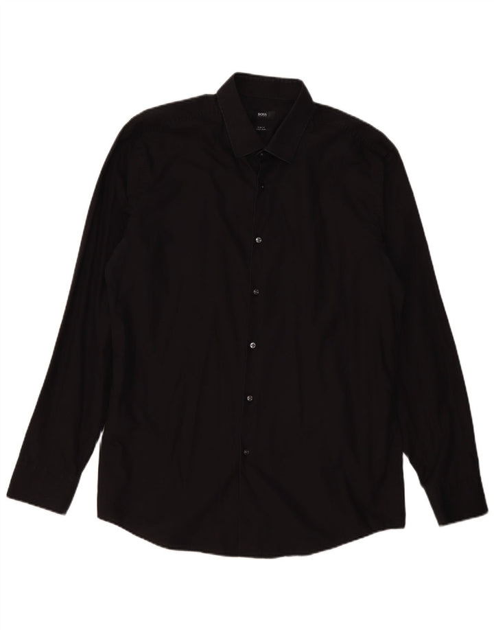 HUGO BOSS Muška uska košulja Veličina 43 17 XL crni pamuk