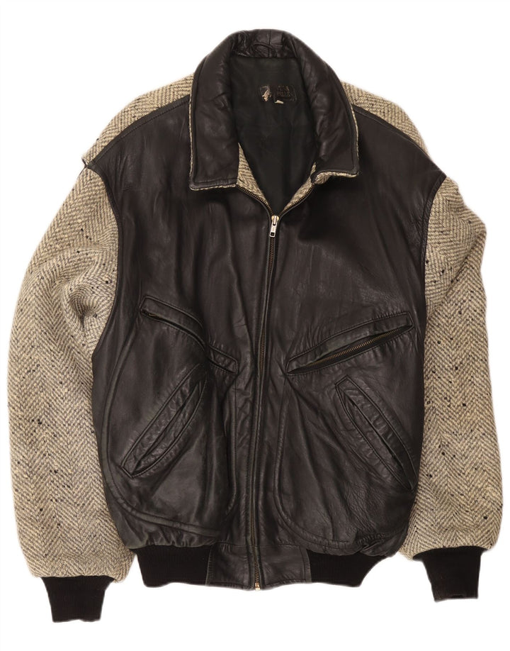 Vintage muška kožna jakna IT 54 XL crne boje