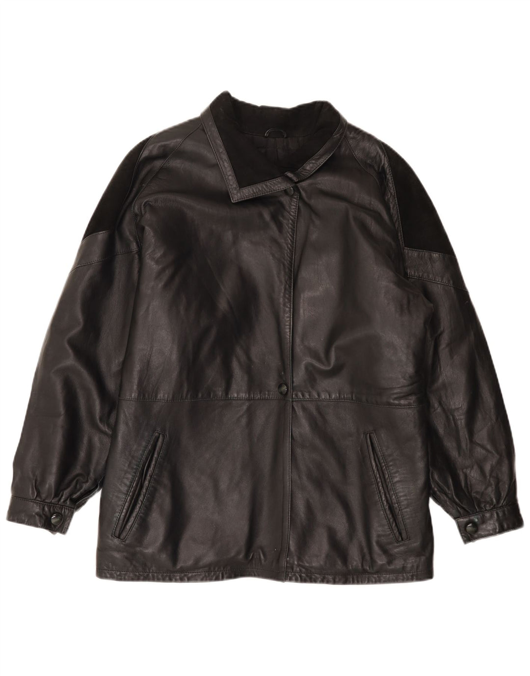 Vintage ženska kožna jakna EU 44 XL crna koža