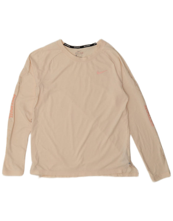 Nike Ženska majica Dri Fit Graphic dugih rukava UK 10 Mali bijeli poliester